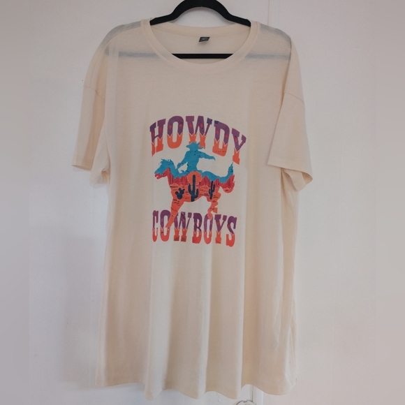 Howdy Cowboys Graphic T-Shirt Loose Fit / Oversized .. 0XL Boho Western Design - Picture 7 of 7